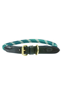 Weatherbeeta Rope Leather Dog Collar (Hunter Green/Brown) (M)
