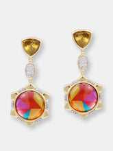 Load image into Gallery viewer, Girl on Fire Citrine &amp; Diamond Mosaic Earrings in 14K Yellow Gold Plated Sterling Silver