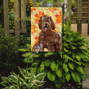Fall Leaves Labradoodle Garden Flag 2-Sided 2-Ply
