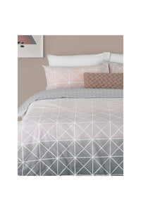 Geometric Duvet Set - Pink/Gray/Full