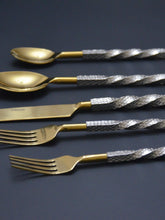 Load image into Gallery viewer, Golden Stainless Steel Flatware Set Of 20 Pieces