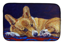 Load image into Gallery viewer, 14 in x 21 in Corgi Blue Lonesome Dish Drying Mat