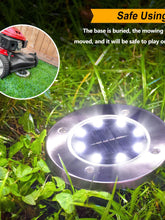 Load image into Gallery viewer, 4 Pks Solar 8 LED Stainless Steel Pathway Ground Disc Light