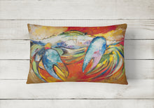 Load image into Gallery viewer, 12 in x 16 in  Outdoor Throw Pillow Blue Crab Canvas Fabric Decorative Pillow