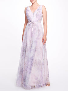 Sora Printed Gown - Lilac