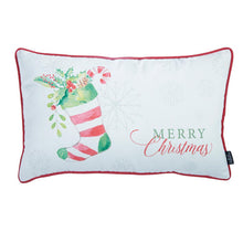 Load image into Gallery viewer, Decorative Christmas Stocking Single Throw Pillow Cover 12&quot; x 20&quot; White &amp; Red Lumbar For Couch, Bedding