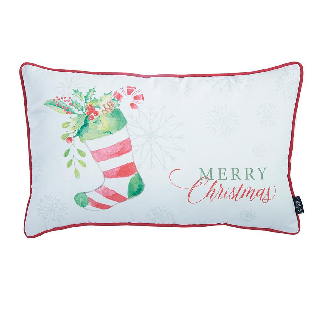Decorative Christmas Stocking Single Throw Pillow Cover 12