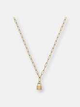 Load image into Gallery viewer, Genesis Mini Padlock Charm Necklace in Worn Gold