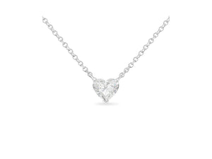IGI Certified 14k White Gold 1/2 cttw Lab Grown Heart Shape Diamond Solitaire 18" Pendant Necklace