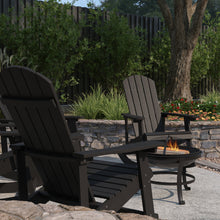 Load image into Gallery viewer, Atlantic 3 Piece Outdoor Set with 4 Black Classic Adirondack Rocking Chairs &amp; Wood Burning Fire Pit with Poker/Spark Screen