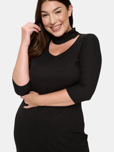 Load image into Gallery viewer, Turtle Neck Cutout Rib Dress