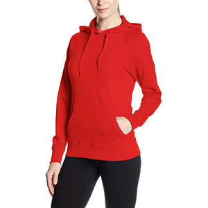 Fruit Of The Loom Ladies Fitted Lightweight Hooded Sweatshirt / Hoodie (240 GSM) (Red)