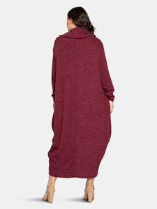 Neck Cowl Sweater Rib Dress