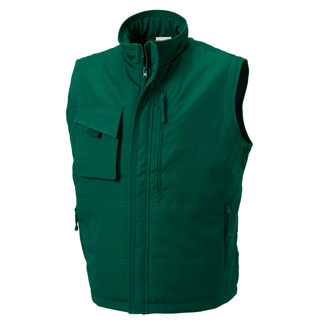 Russell Mens Workwear Gilet Jacket (Bottle Green)