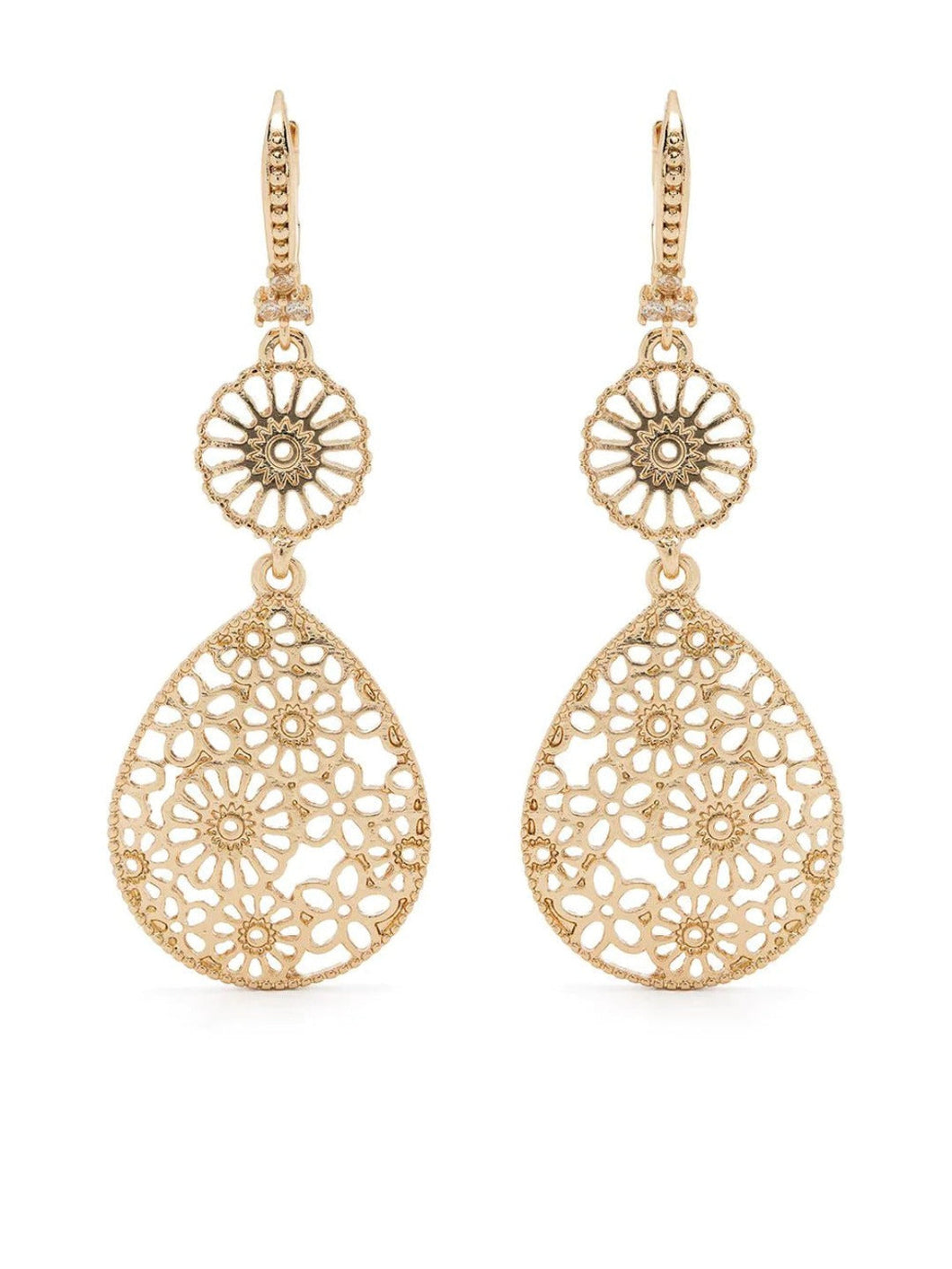 Double Drop Filigree Earrings - Gold