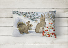 Load image into Gallery viewer, 12 in x 16 in  Outdoor Throw Pillow Winter Rabbits Canvas Fabric Decorative Pillow