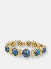 Load image into Gallery viewer, Summer Nights Turquoise &amp; Diamond Bracelet In 14K Yellow Gold Plated Sterling Silver