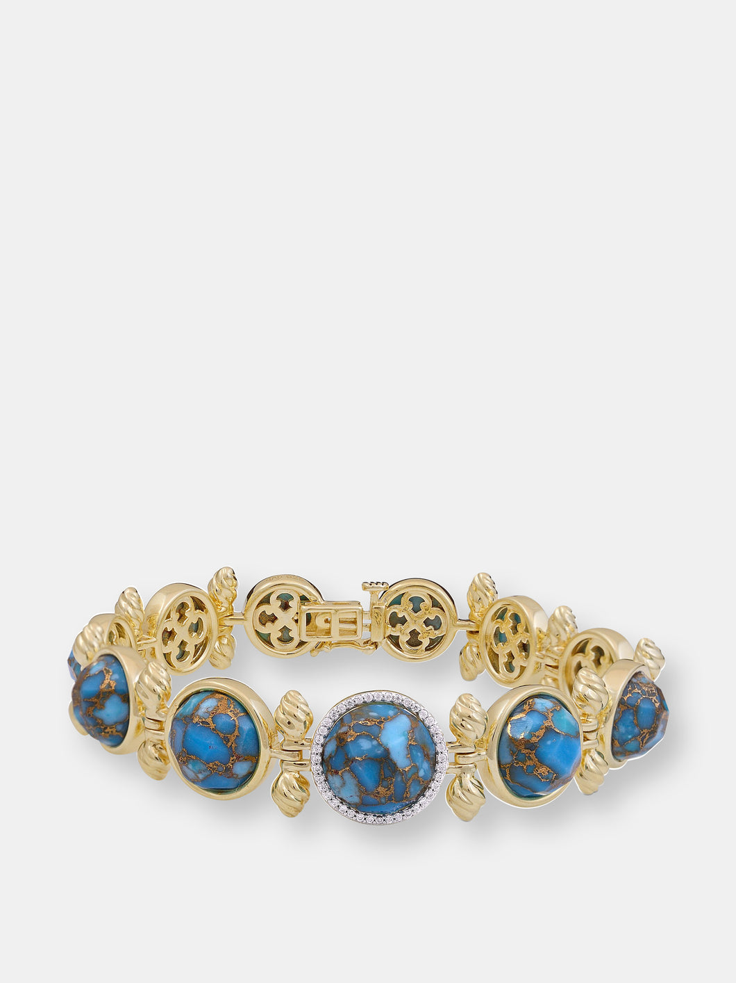 Summer Nights Turquoise & Diamond Bracelet In 14K Yellow Gold Plated Sterling Silver