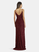 Load image into Gallery viewer, Spaghetti Strap Beaded Gown With Slit