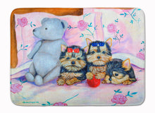 Load image into Gallery viewer, 19 in x 27 in Yorkie Puppies three in a row Machine Washable Memory Foam Mat