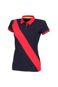 Front Row Womens/Ladies Diagonal Stripe House Slim Fit Polo Shirt (Navy/ Red)