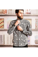 Load image into Gallery viewer, Brave Soul Mens Idris Long Sleeve All Over Patterned Shirt (Black/Optic White)