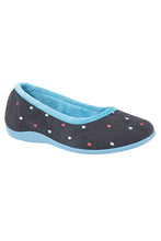 Load image into Gallery viewer, Womens/Ladies Isla Dotted Ballerina Memory Foam Slippers - Blue/Turquoise