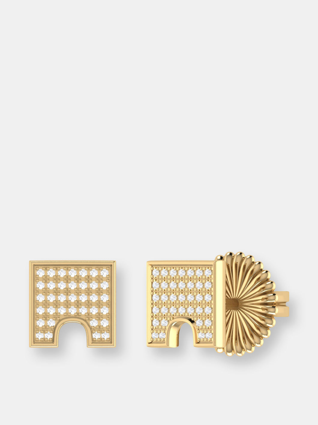 City Arches Square Diamond Stud Earrings in 14K Yellow Gold Vermeil on Sterling Silver