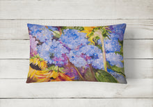 Load image into Gallery viewer, 12 in x 16 in  Outdoor Throw Pillow Hydrangeas and Sunflowers Canvas Fabric Decorative Pillow