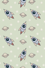 Load image into Gallery viewer, Eco-Friendly Childrens Space Rocket Wallpaper