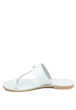 Load image into Gallery viewer, Leona White Thong Flat Sandals