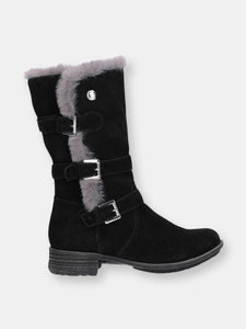 Womens/Ladies Saluki Buckle Boots - Black