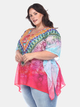 Load image into Gallery viewer, Plus Size Animal Print Caftan with Tie-up Neckline