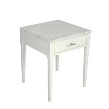 Load image into Gallery viewer, Alto 18&quot; Square Italian Carrara White Marble Side Table With White Legs