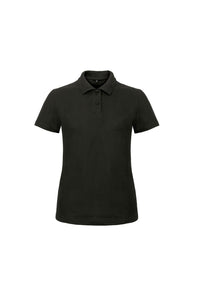 B&C Womens/Ladies ID.001 Plain Short Sleeve Polo Shirt (Black)