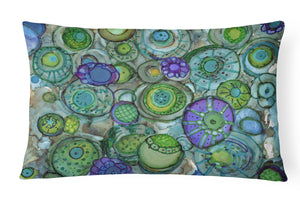 12 in x 16 in  Outdoor Throw Pillow Abstract in Blues and Greens Canvas Fabric Decorative Pillow