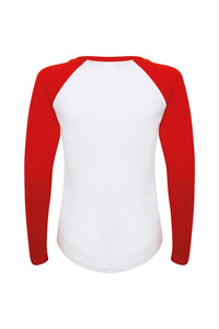 Skinnifit Womens/Ladies Long Sleeve Baseball T-Shirt (White/Red)