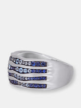 Load image into Gallery viewer, Maverick Surfer Sterling Silver Blue Sapphire &amp; Topaz Stone Band Ring