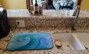 14 in x 21 in Abstract Wave Dish Drying Mat