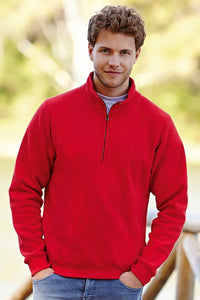 Fruit Of The Loom Mens Premium 70/30 Zip Neck Sweatshirt (Red)