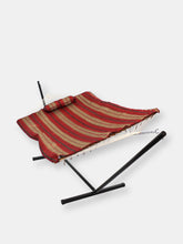 Load image into Gallery viewer, Rope Hammock with 12&#39; Steel Stand Pad Pillow Green White Stripe Outdoor Patio