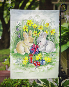 Easter Bunnies With Eggs Garden Flag 2-Sided 2-Ply