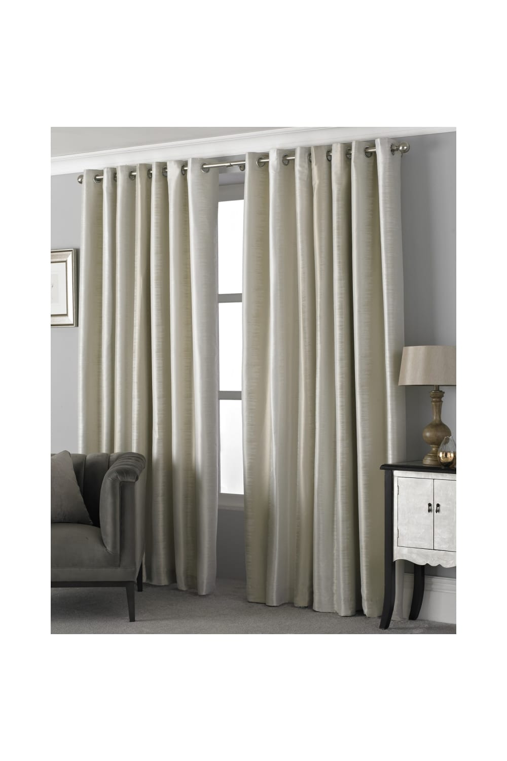 Riva Home Hurlingham Ringtop Eyelet Curtains (Champagne) (66 x 72in)