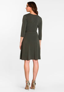 Perfect Wrap Dress  in Crepe Knit Peat Moss Green