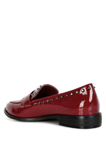 Load image into Gallery viewer, Emilia Burgundy Patent Stud Penny Loafers
