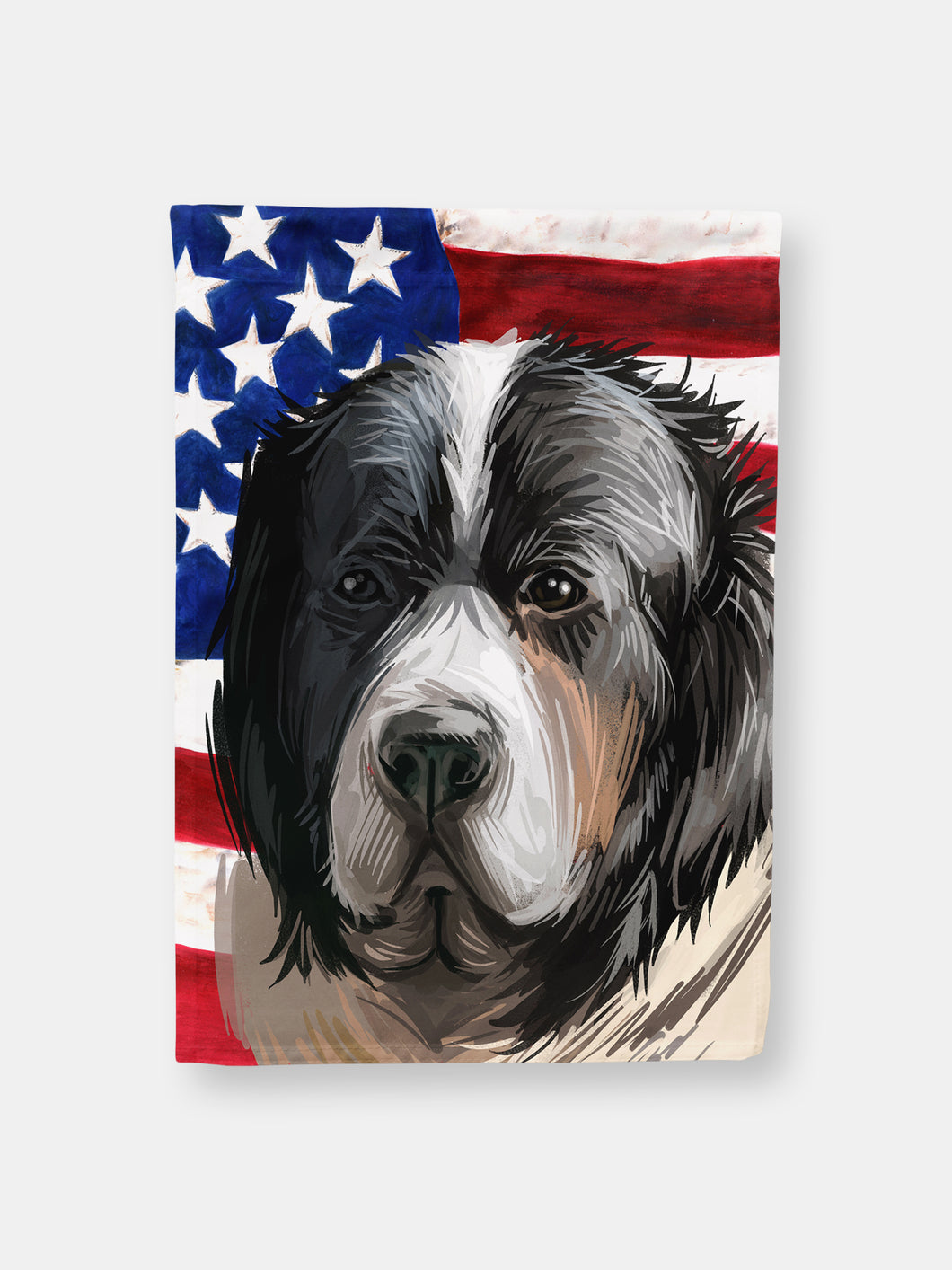 28 x 40 in. Polyester Pyrenean Mastiff Dog American Flag Flag Canvas House Size 2-Sided Heavyweight