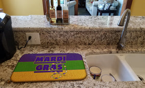 14 in x 21 in Mardi Gras with Beads Dish Drying Mat