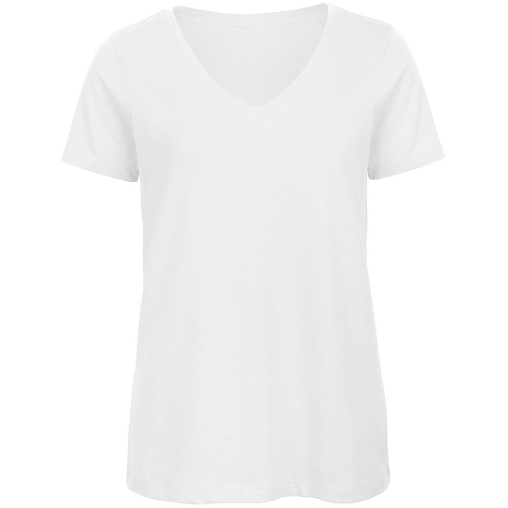 B&C Womens/Ladies Favourite Organic Cotton V-Neck T-Shirt (White)
