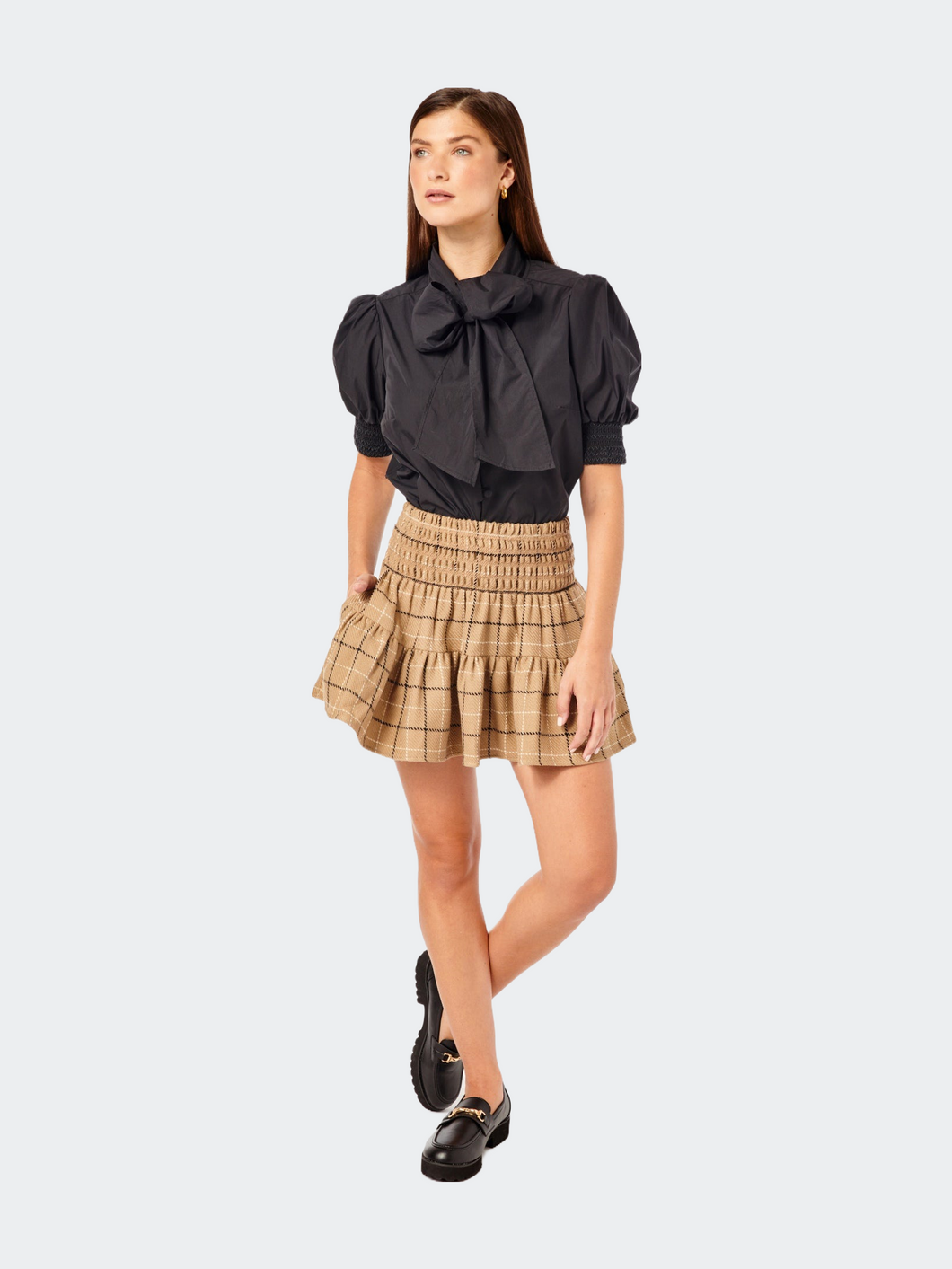The Kylie Skirt - Tan Plaid