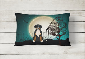 12 in x 16 in  Outdoor Throw Pillow Halloween Scary Greater Swiss Mountain Dog Canvas Fabric Decorative Pillow